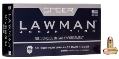 CCI 380 Auto Ammunition Speer Lawman 53608 95 Grain Total Metal Jacket Case of 1000 Rounds
