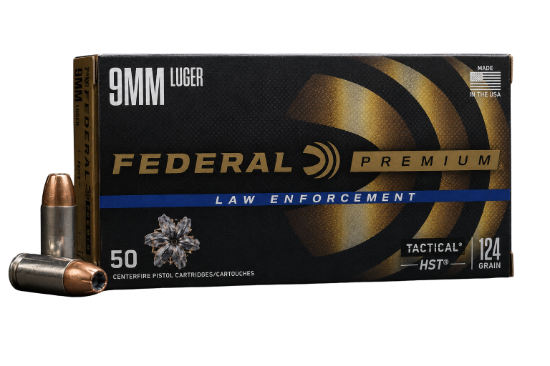 Picture of Federal Premium Law Enforcement 9mm Luger 124 Grain HST Jacketed Hollow Point P9HST1 